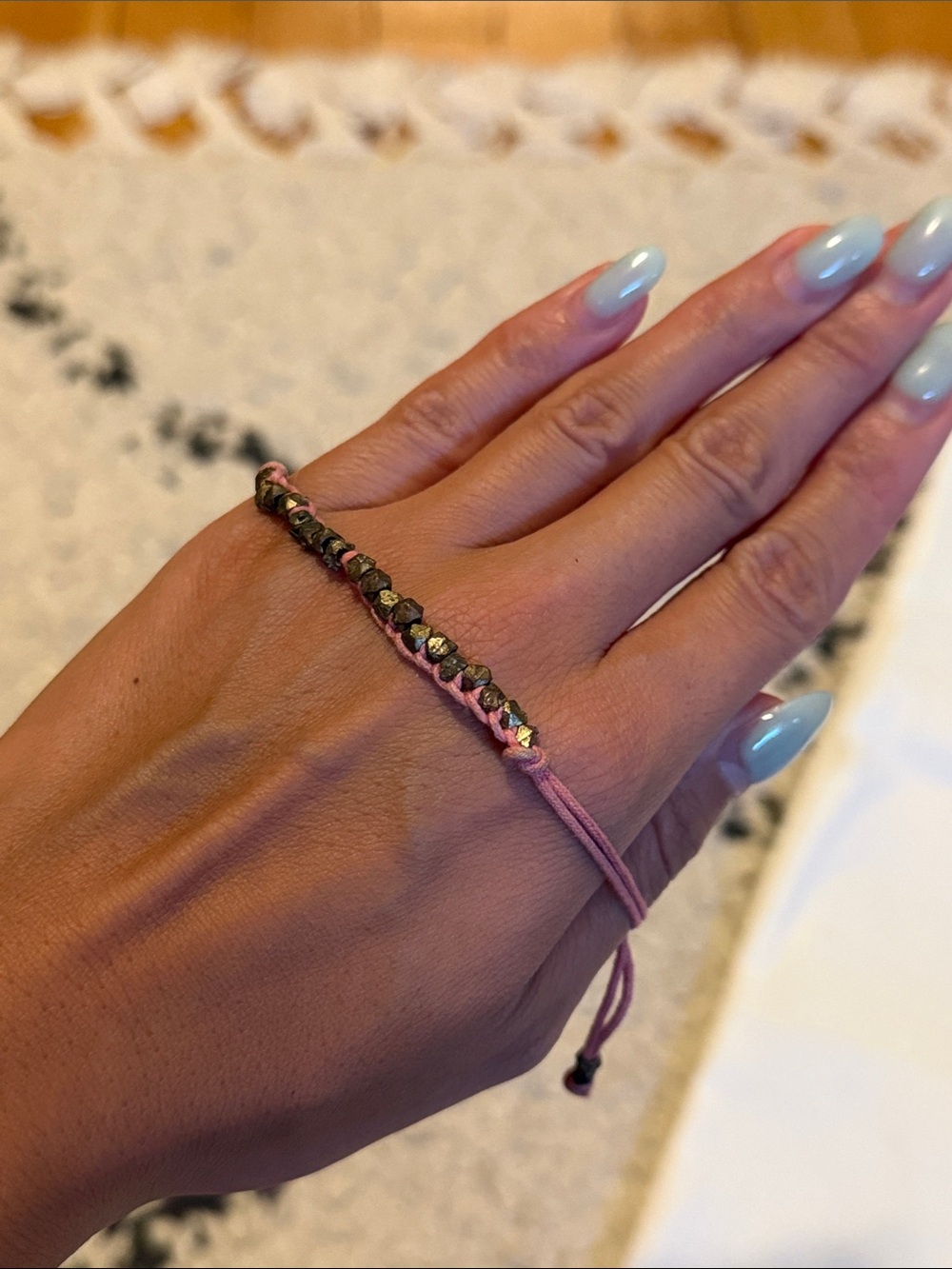 Chan Luu Adjustable Pink Beaded Macramé Bracelet